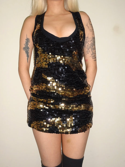 Gold/Black Sequin Vest