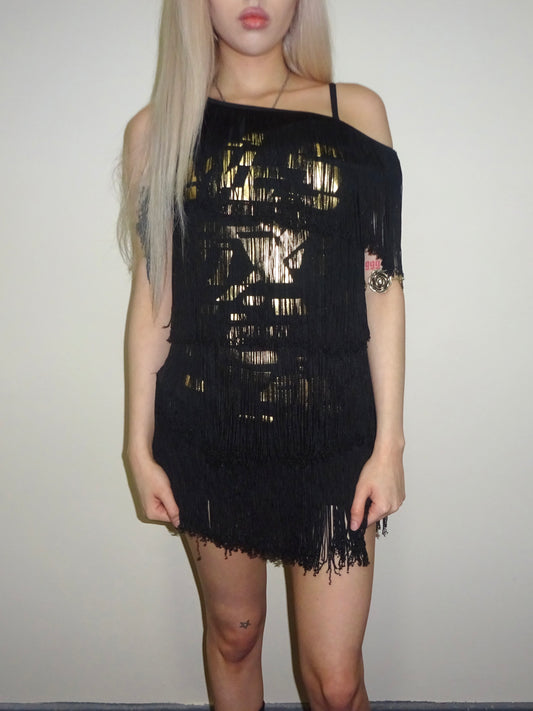 Gold and Black Tassel Dress