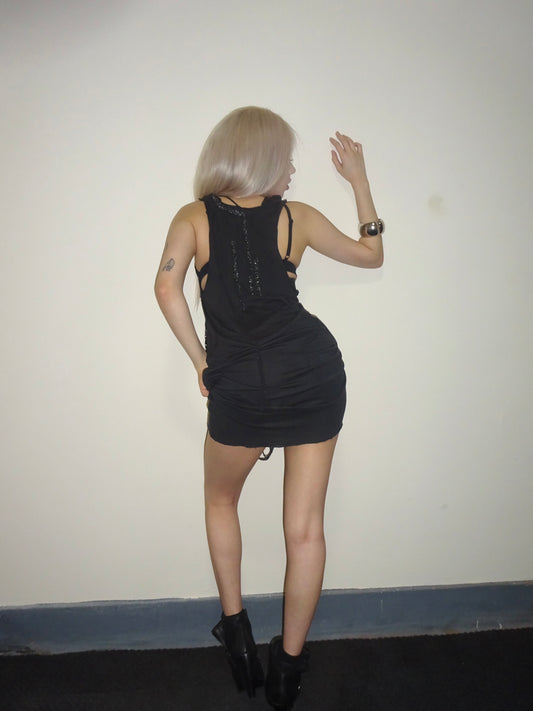 Charcoal Glitter Tassel Dress