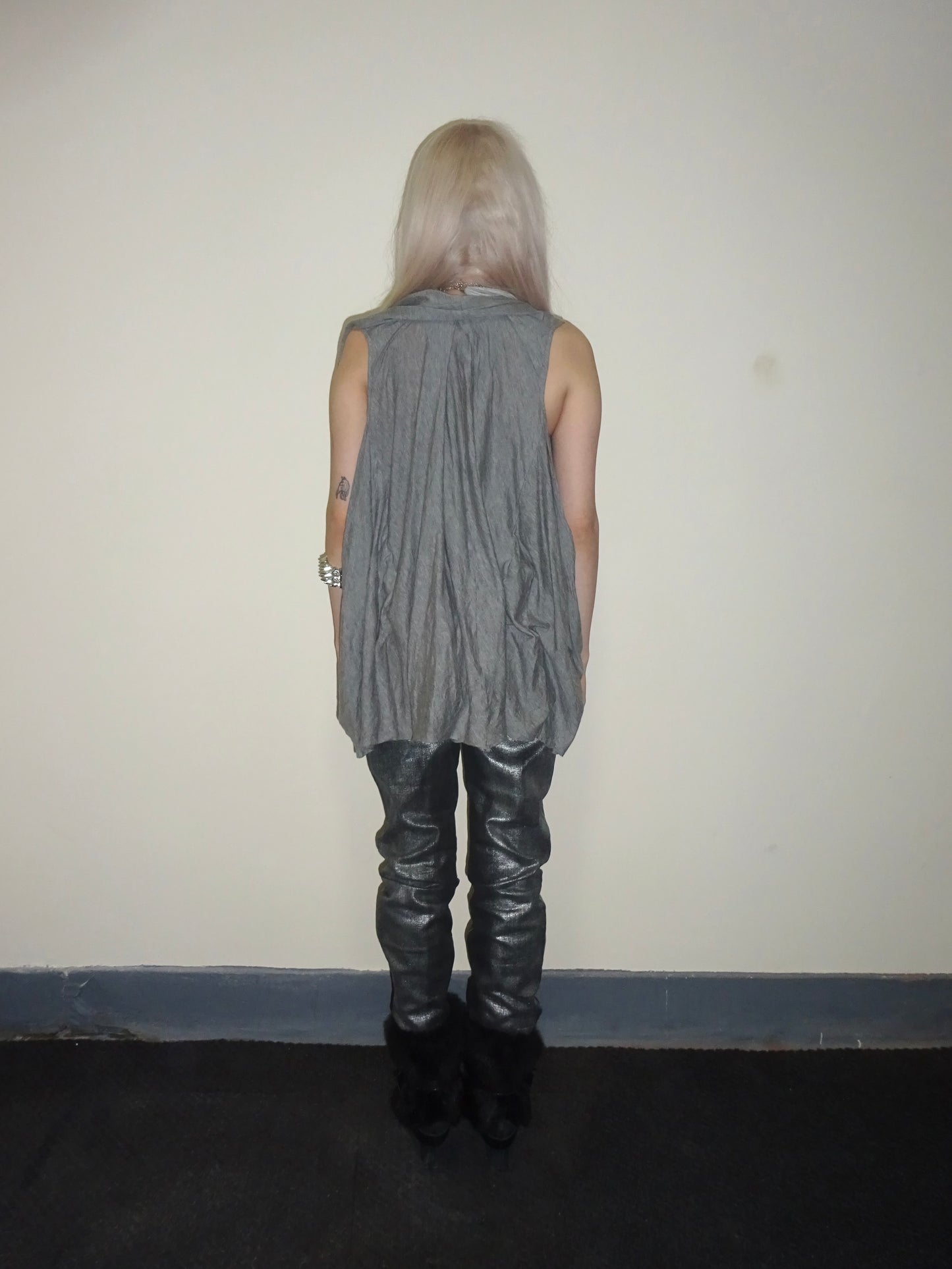 Grey Draped Sleeveless Vest