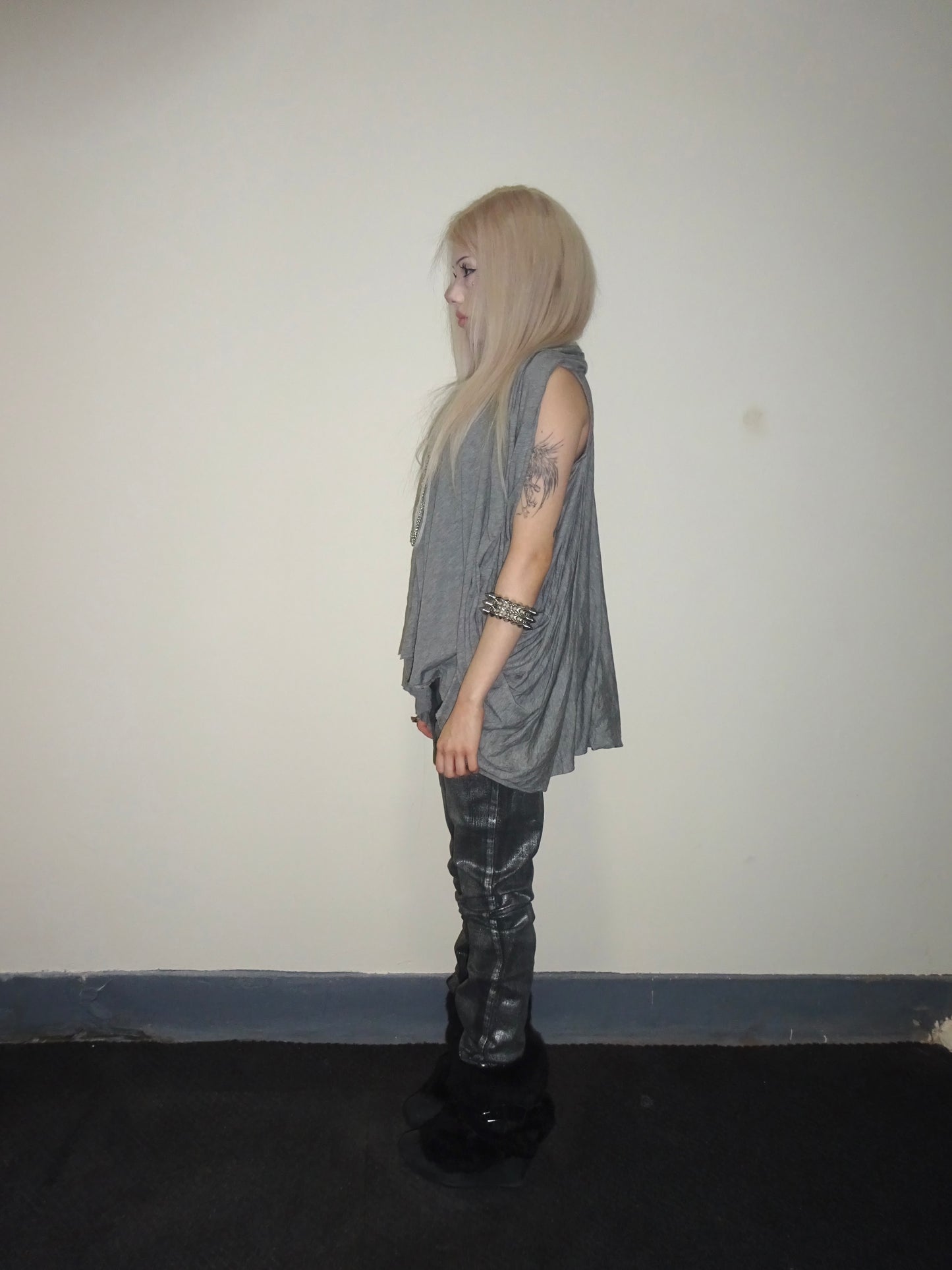Grey Draped Sleeveless Vest