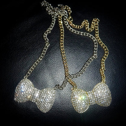 Rhinestone Bow Necklace