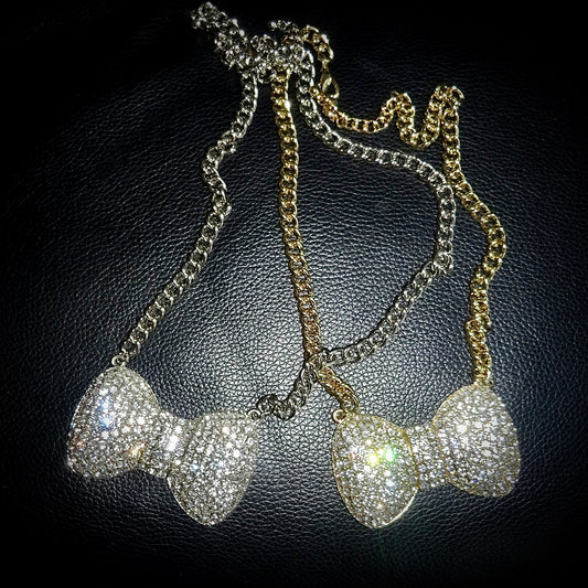 Rhinestone Bow Necklace