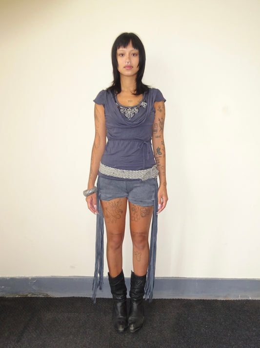 Embroidered Cowl Neck