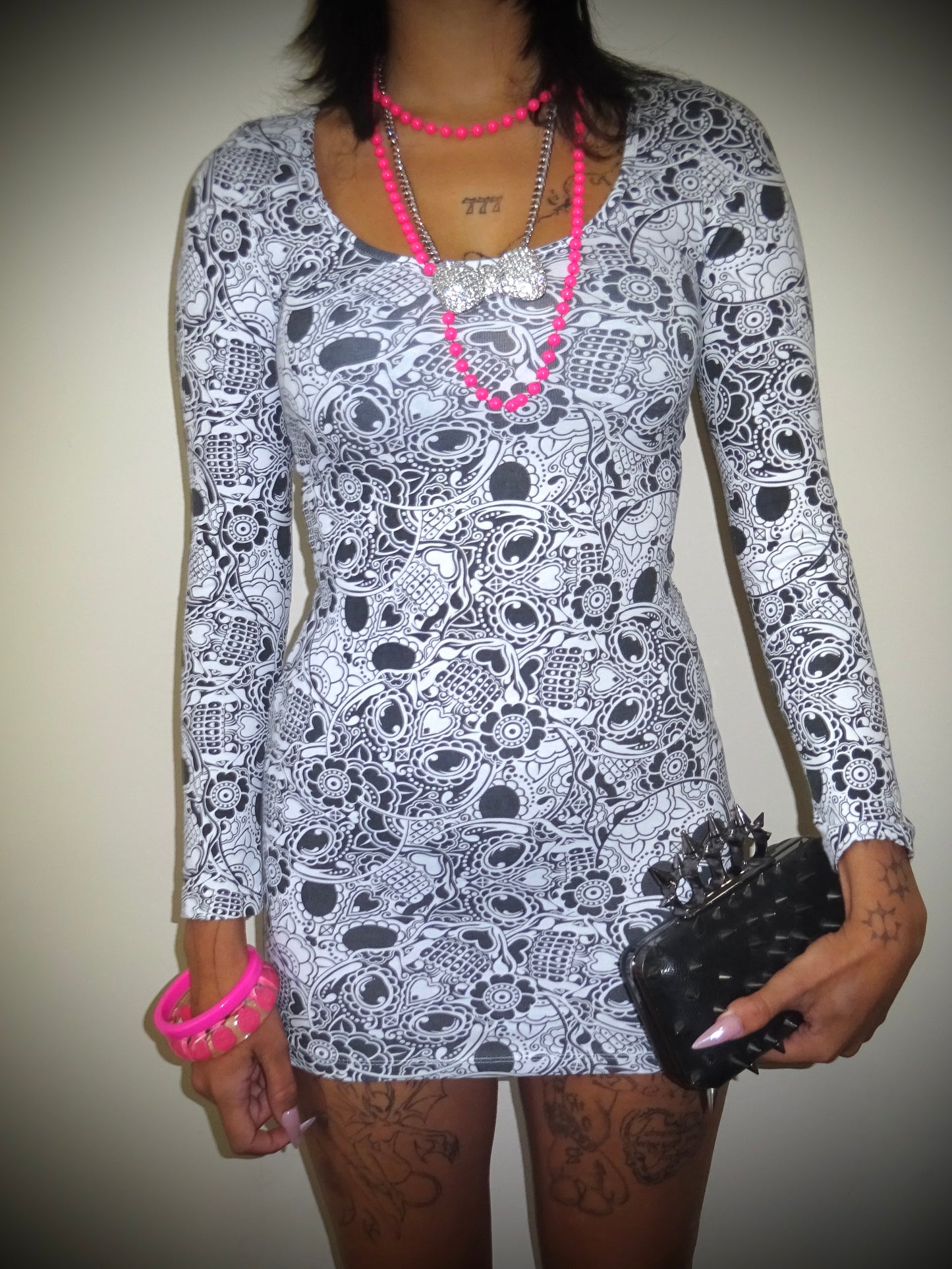 Skull Print Bodycon Dress