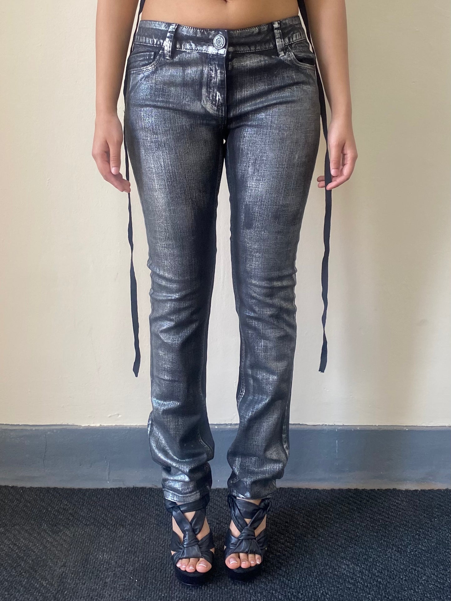 Silver Coated Skinny Jeans