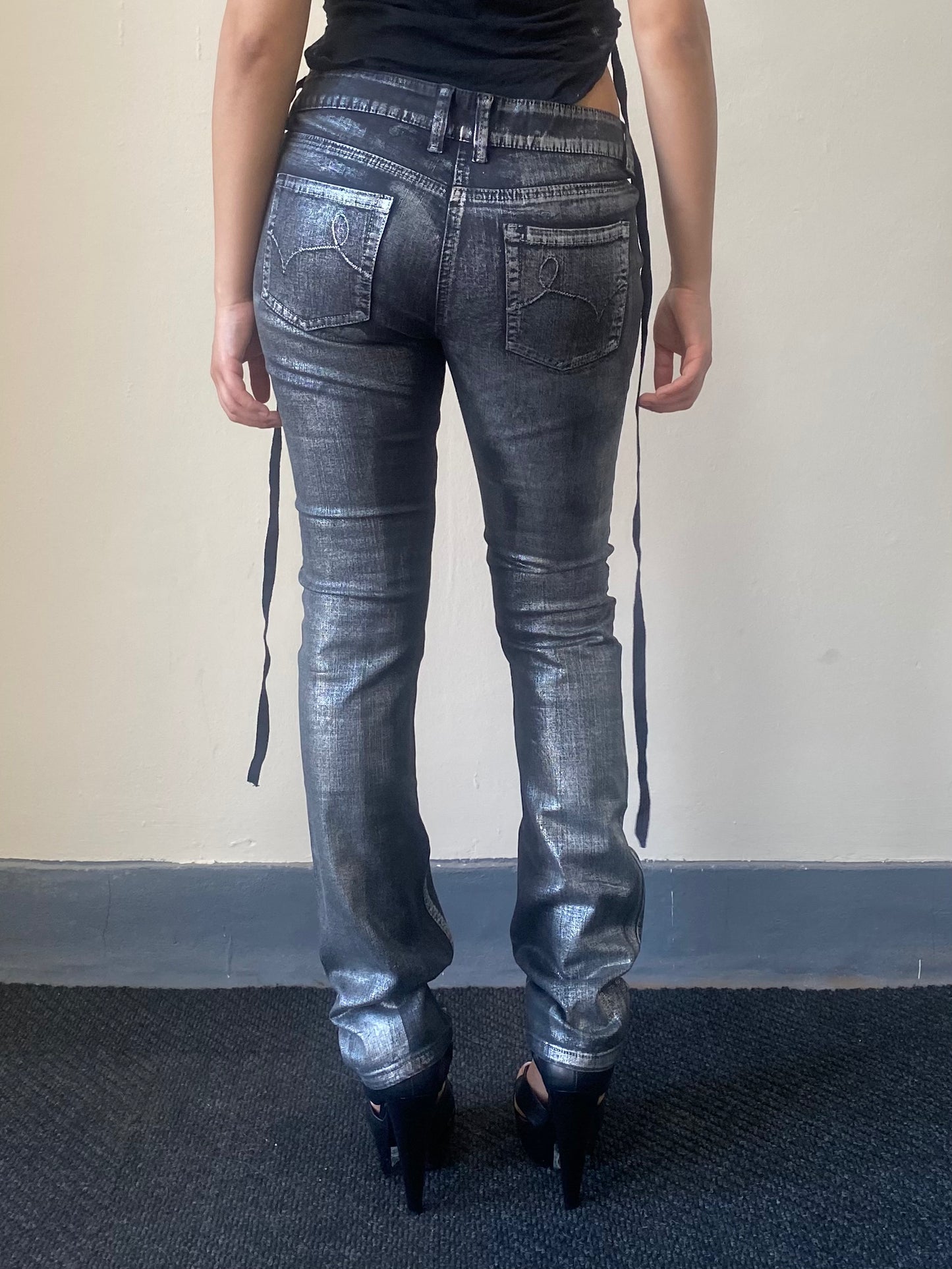 Silver Coated Skinny Jeans