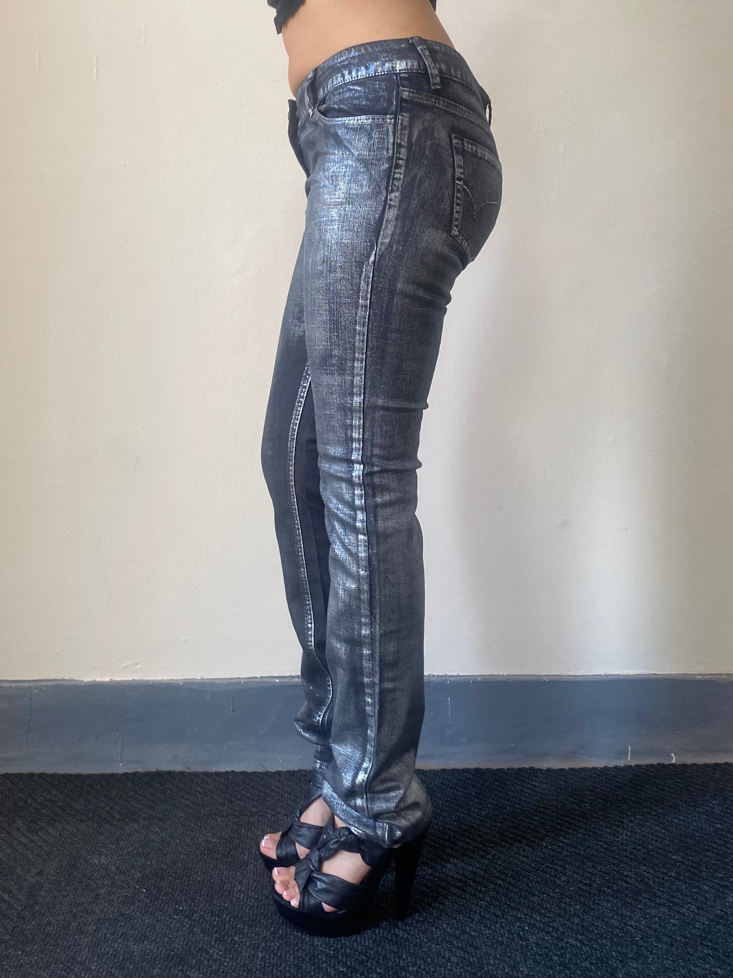 Silver Coated Skinny Jeans