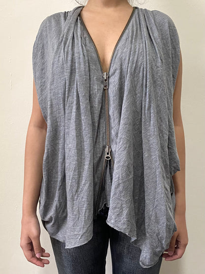 Grey Draped Sleeveless Vest